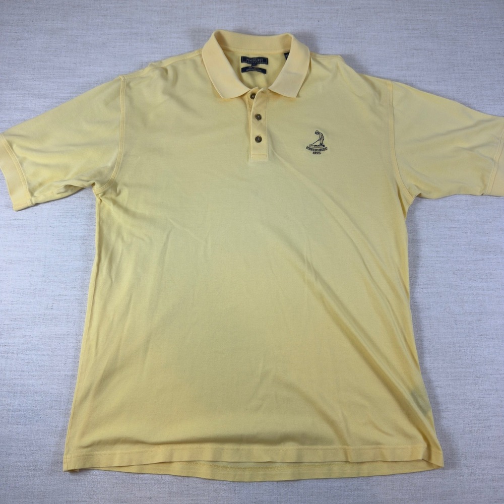 The Pinehurst Collection Mens Yellow Mercerized Cotton Golf Polo Shirt Large